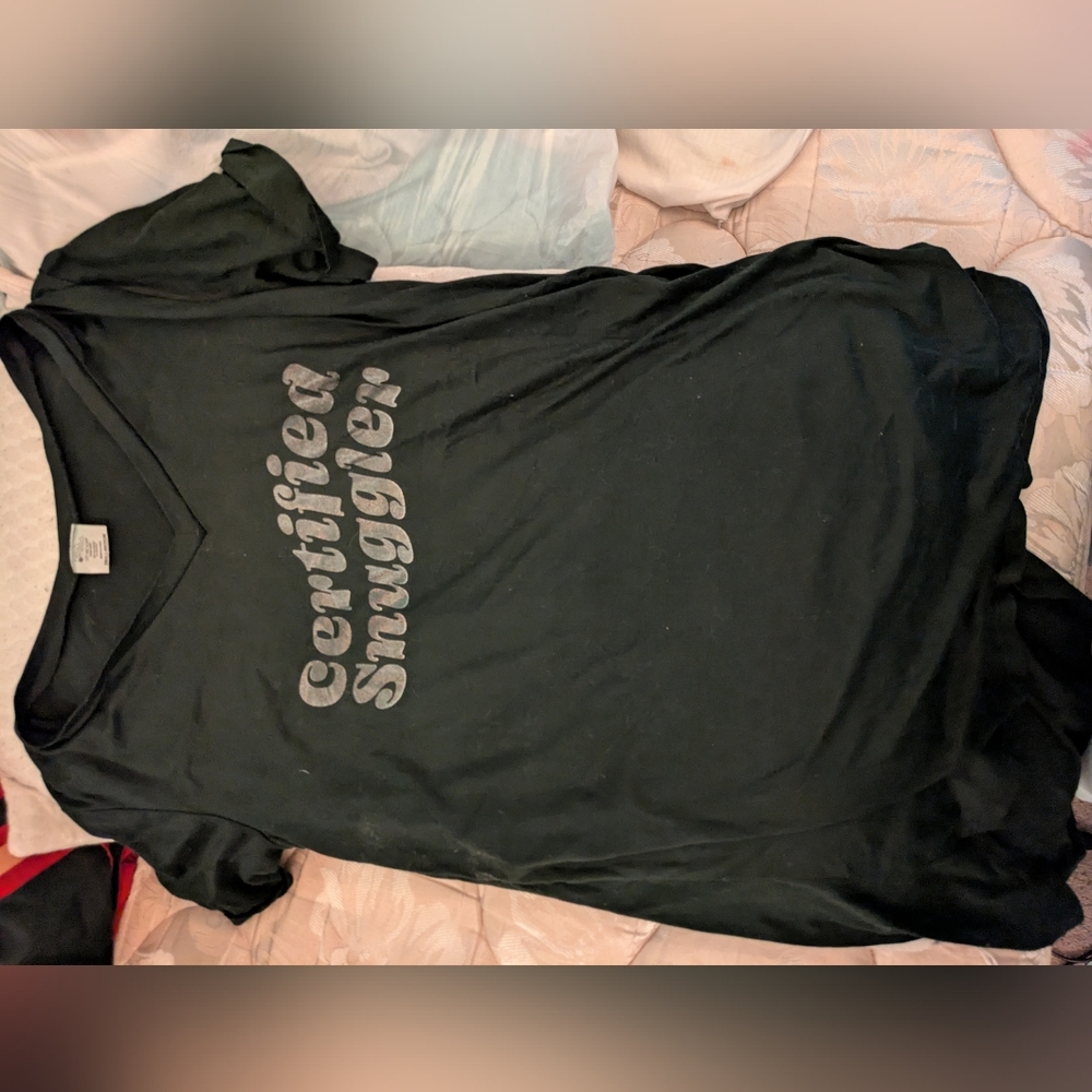 Women's Black Snuggler Pajama Top